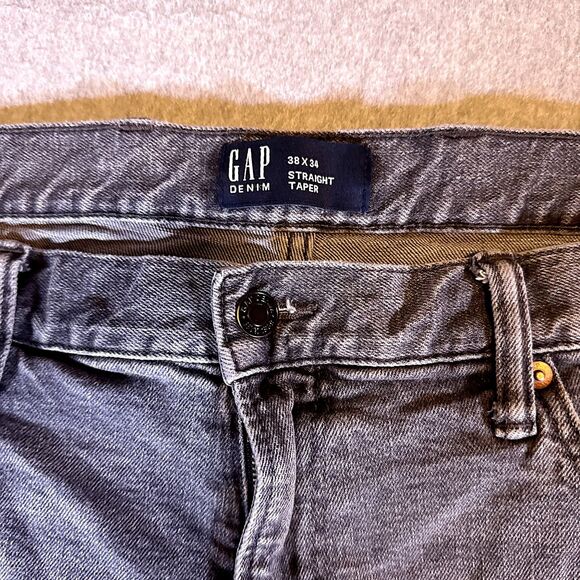 Gap Mens Jeans Black Size 38x34 (38x32) Straight Denim - Picture 8 of 12